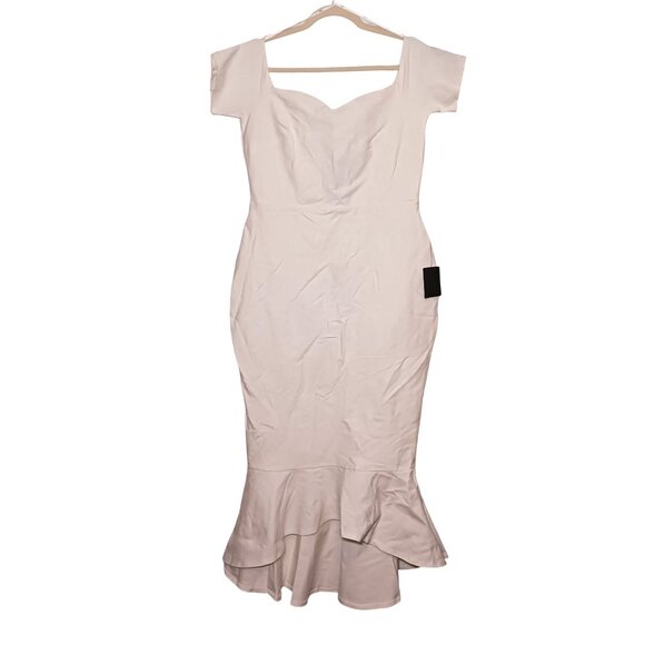 NEW Lulus How Much I Care Ivory Off-the-Shoulder Trumpet Midi Dress‎ Size XL - Picture 2 of 16